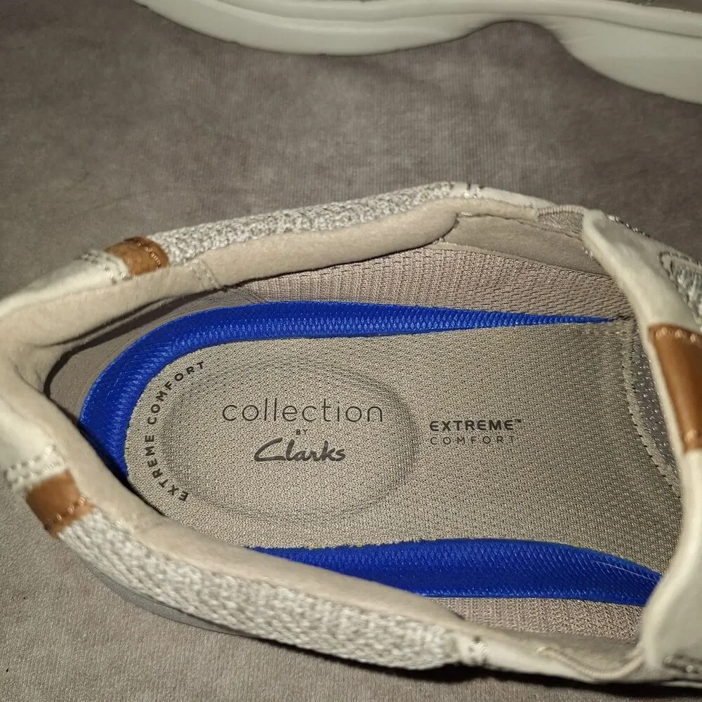 Clarks Bradley Easy Size 11.5M Stone Grey Slip On Sneakers Extreme Comfort